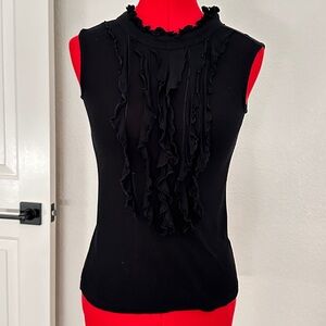 Topshop Black Sleeveless Ruffle Blouse size USA 2